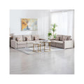Beige Linen Fabric Sofa and Loveseat Living Room Set T1087
