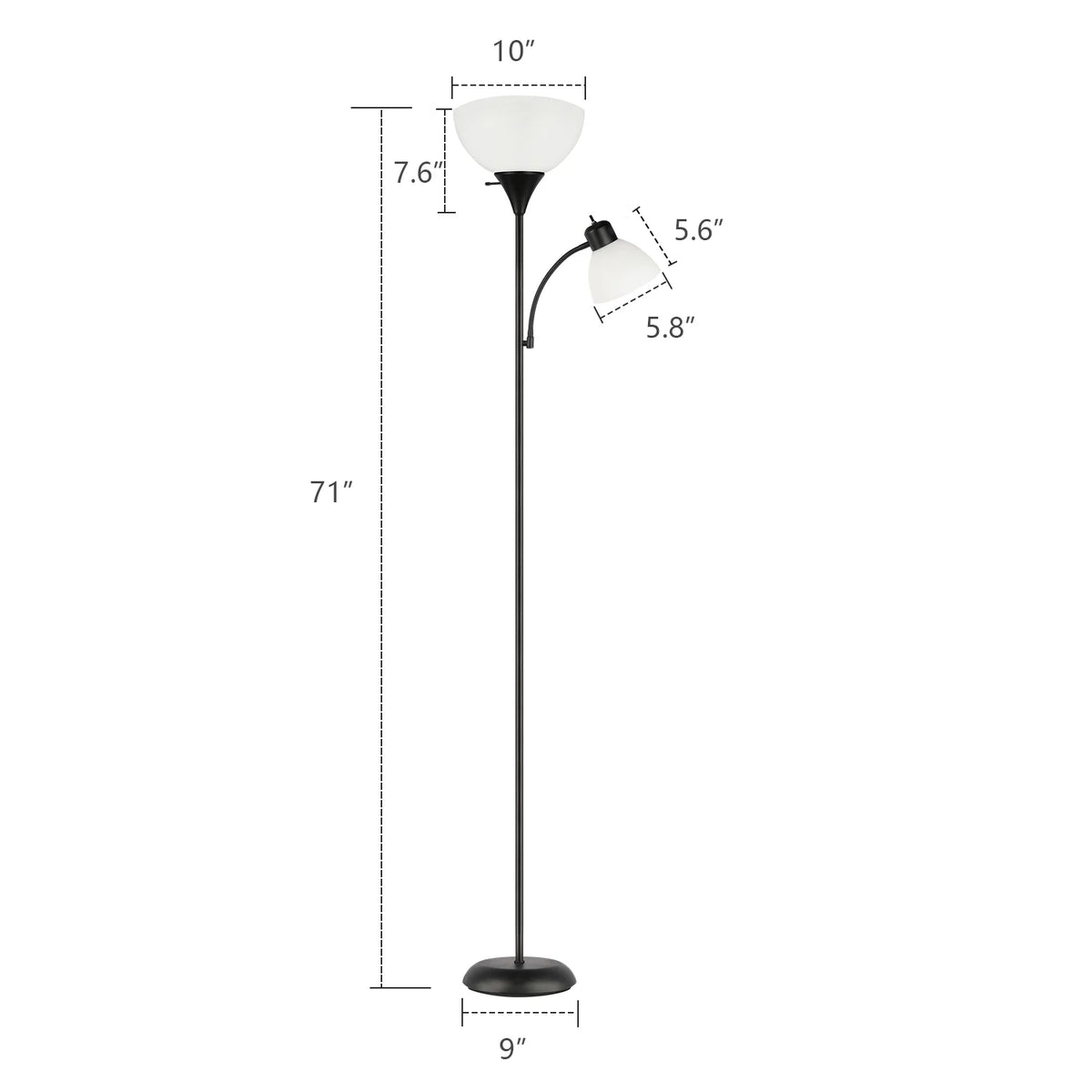 71" Torchiere Floor Lamp with Reading Side Light X134935