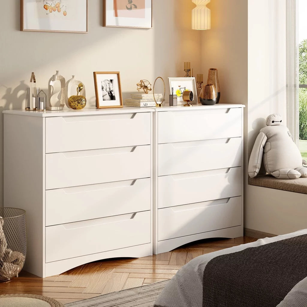 White 5 Drawer Dresser with Cutout Handles U143