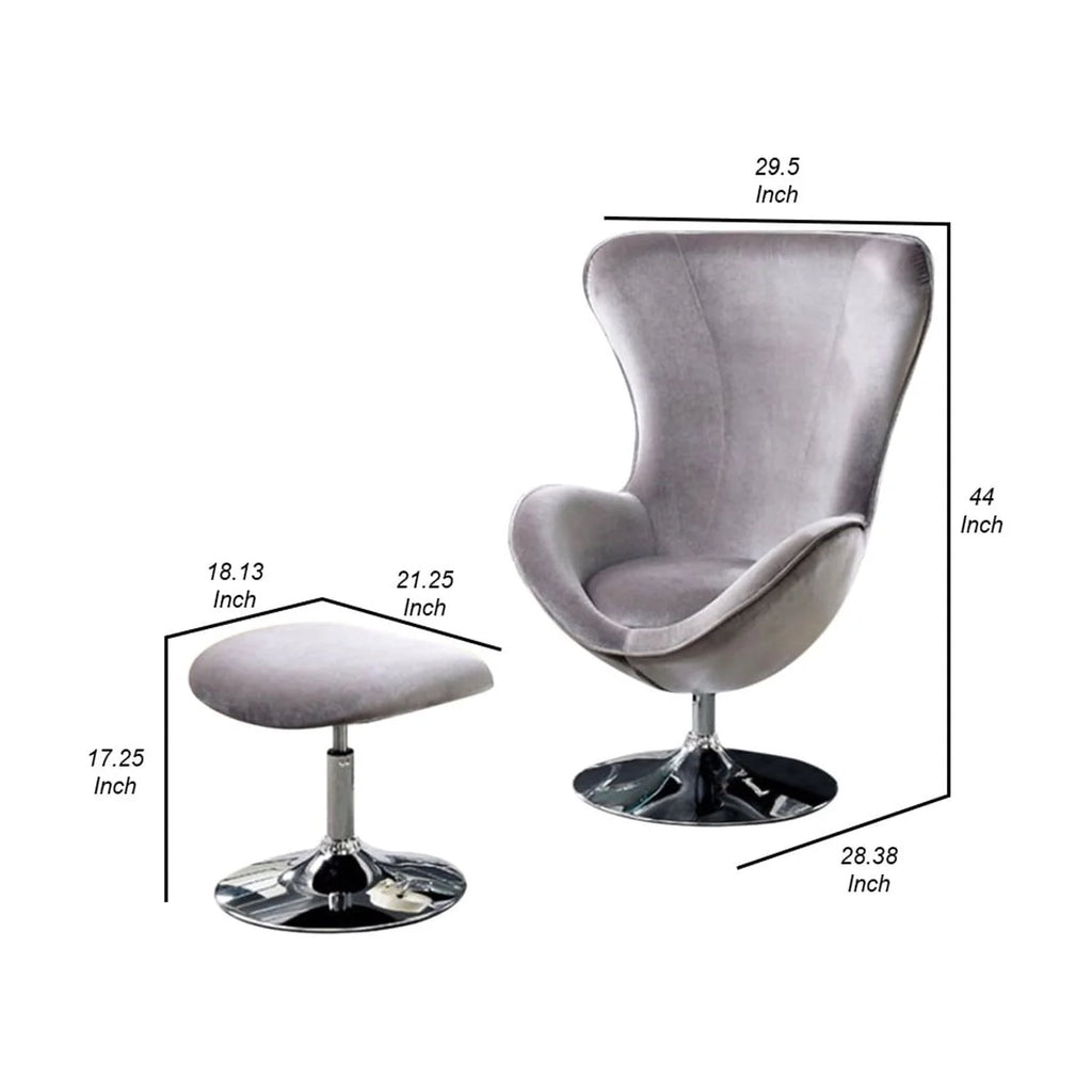 Gray Flannelette Accent Chair with Ottoman L3387
