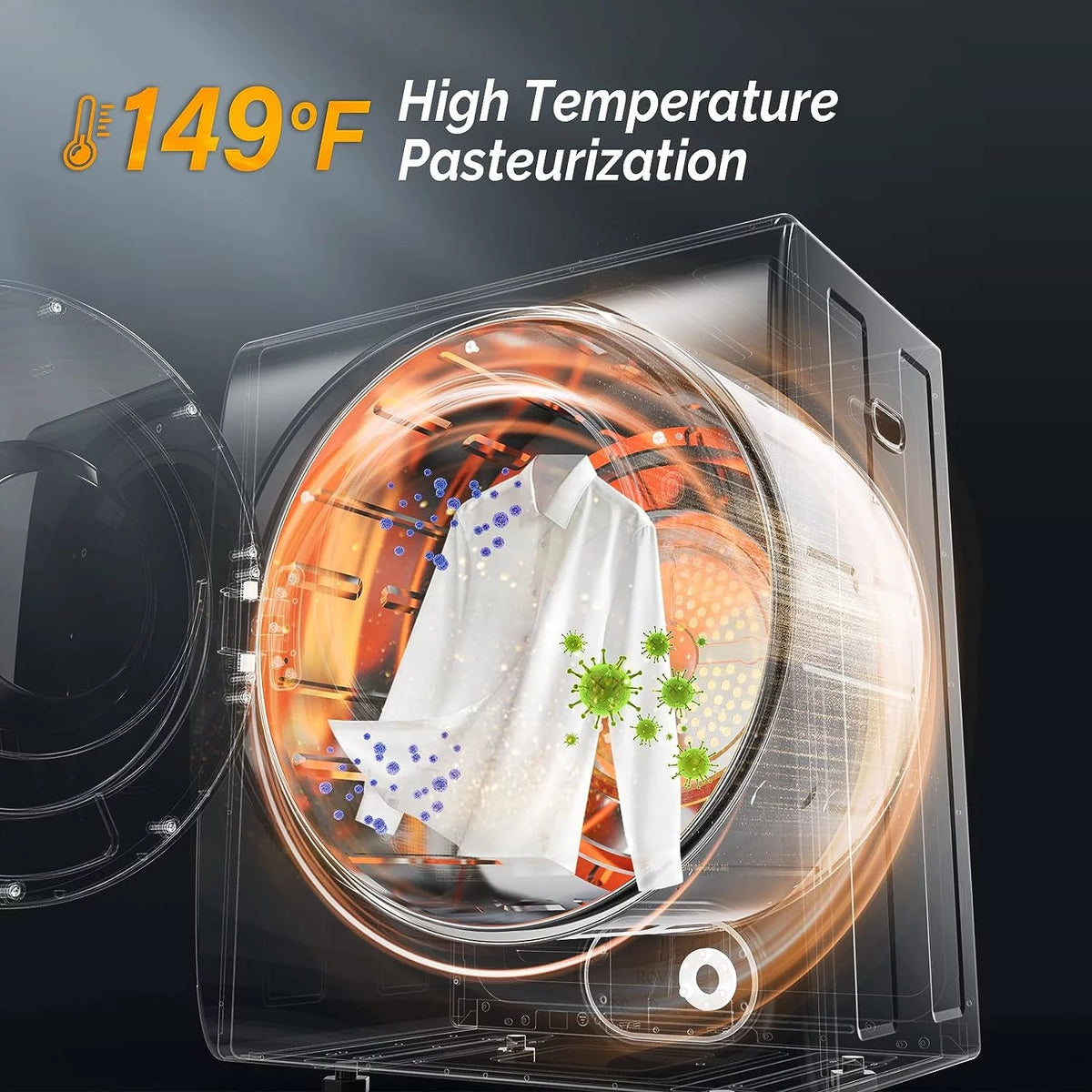 Portable 110V Front Load Laundry Dryer with Stainless Steel Tub B475871