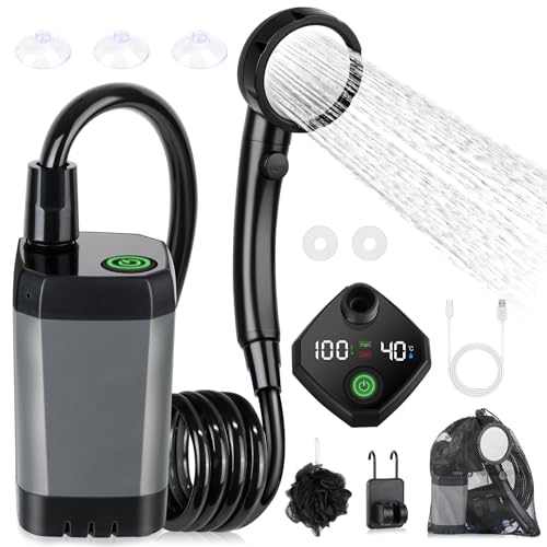 Portable Camping Shower with LED Display, 4 Spray Modes, IPX7 Waterproof H264003