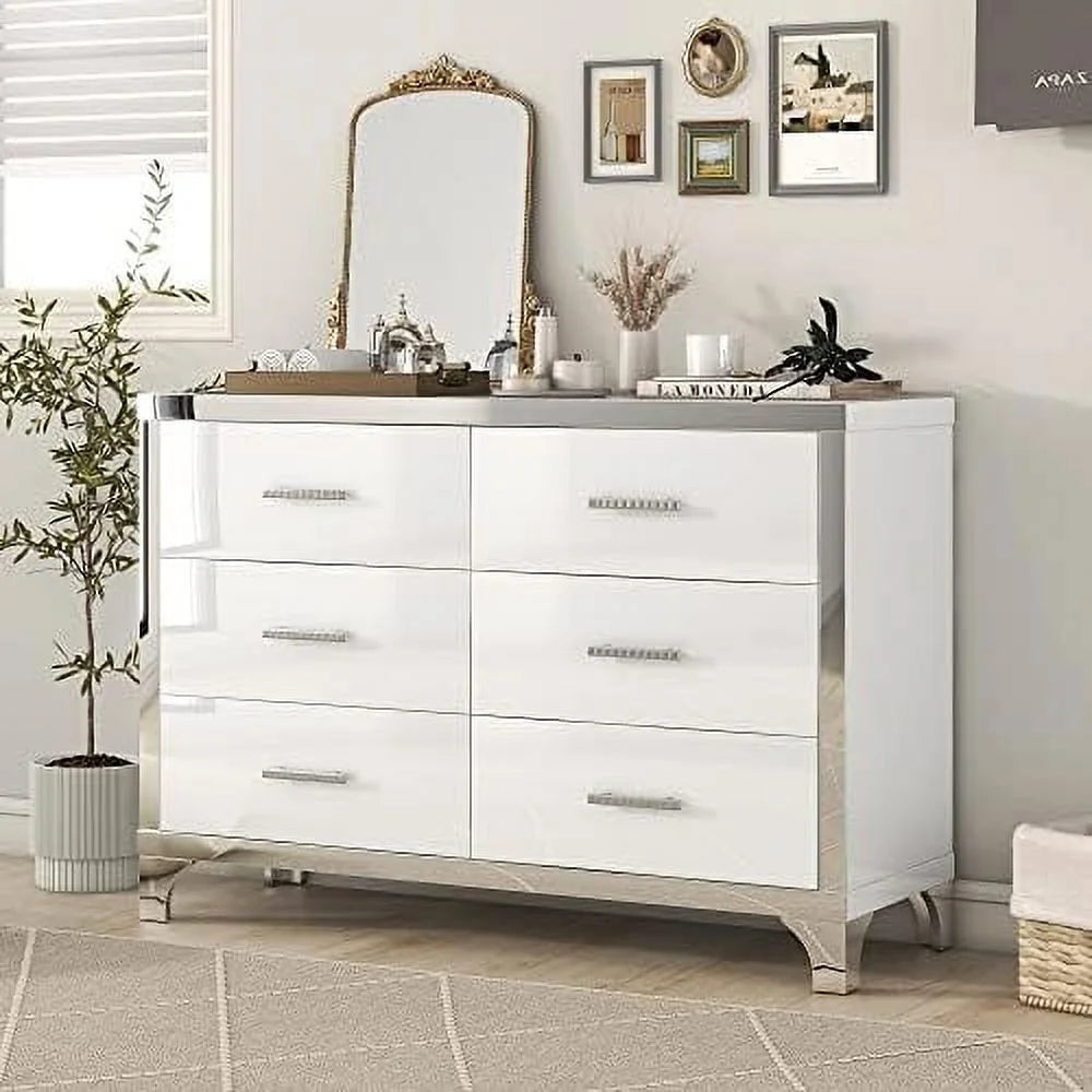 Mirrored 6 Drawers High Gloss Dresser D4605