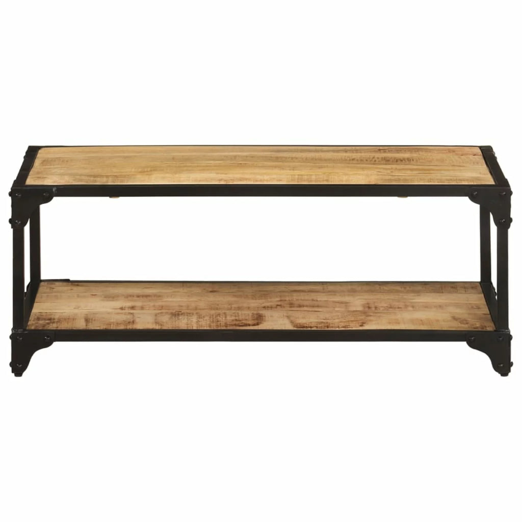 Coffee Table with Storage Shelf Mango Wood Iron Frame O5004