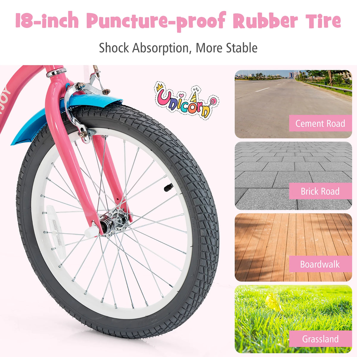 18 Inches Kids Bicycle with Training Wheels & Basket N5868