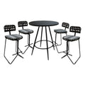 Metal Pub Set 30" Stool Gray Striped Fabric Black Frame H3980