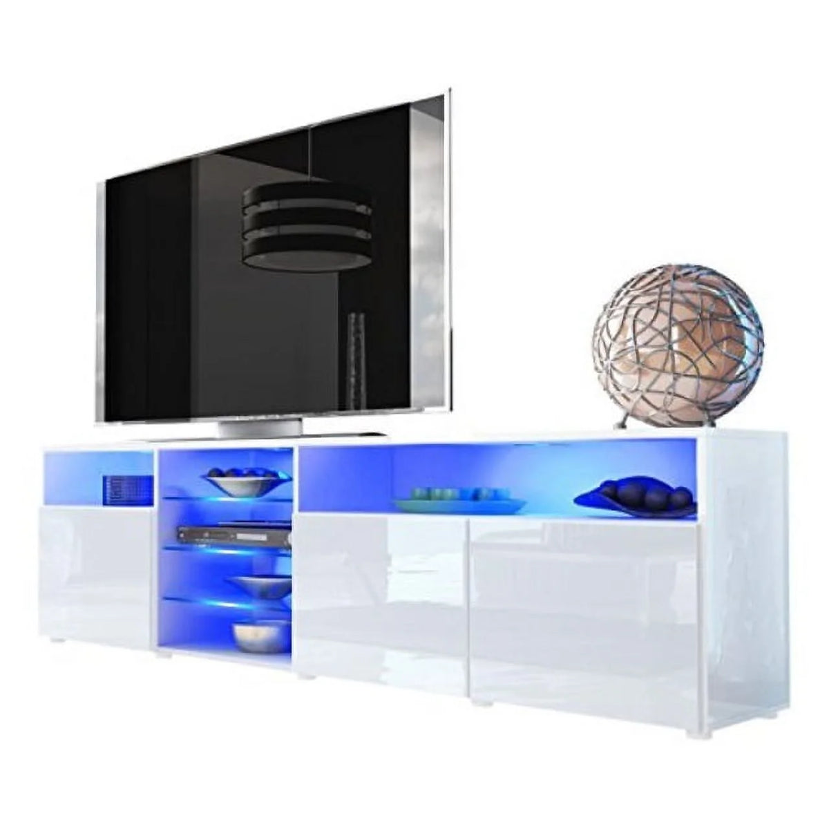 White Glossy 79-inch Wide TV Stand Z1938