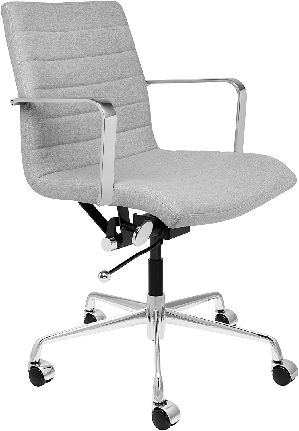 Ribbed Grey Poly-Cotton Fabric Office Chair L161