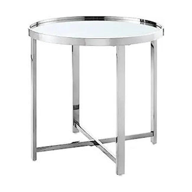 21.6 in. Mirrored Top Cross Legs End Table P6137