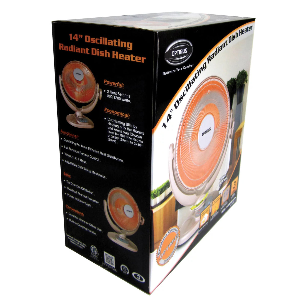 14" Adjustable Oscillating Dish Space Heater with Remote Control T19248