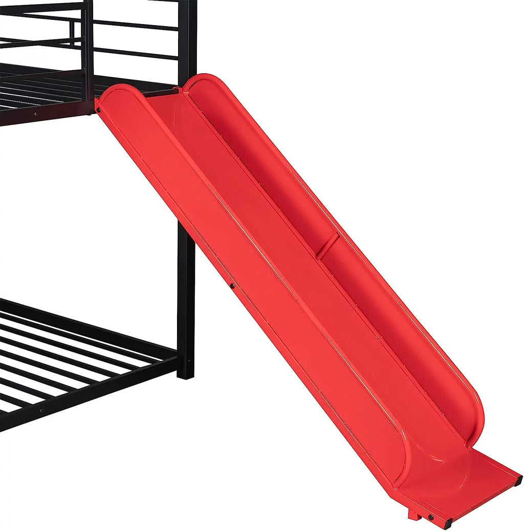 Twin Over Twin Metal Bunk Bed with Slide A136