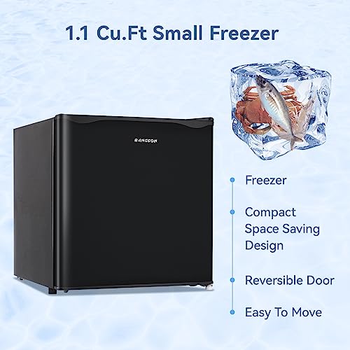 1.1 Cu.ft Black Compact Upright Freezer with Removable Shelf J92464