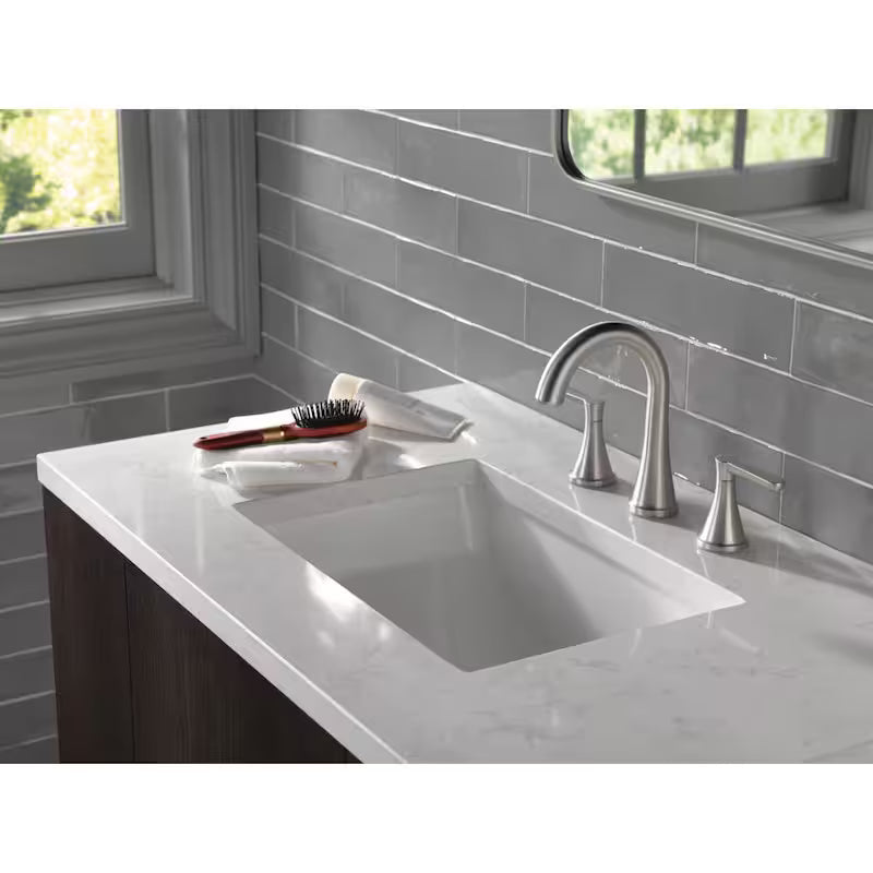 8 in. Widespread Double Handle Bathroom Faucet Brushed Nickel T654