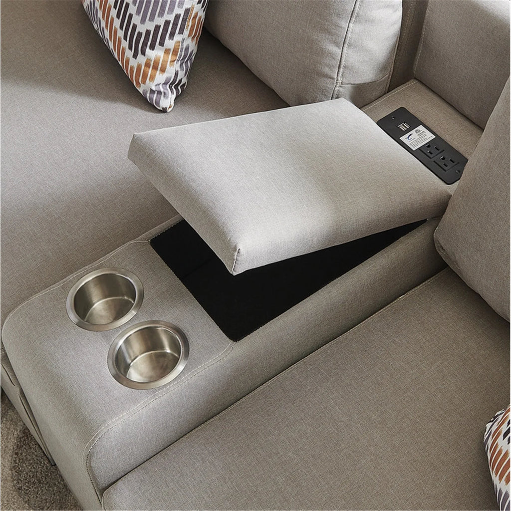 Beige Fabric Reversible Sectional Sofa with Ottoman K55217