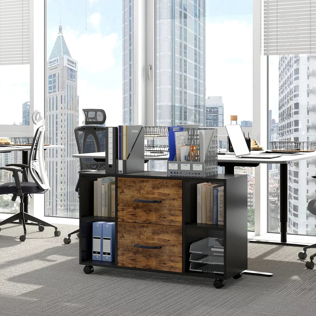 35.4" Mobile Lateral File Cabinet with 3 Drawers J8055