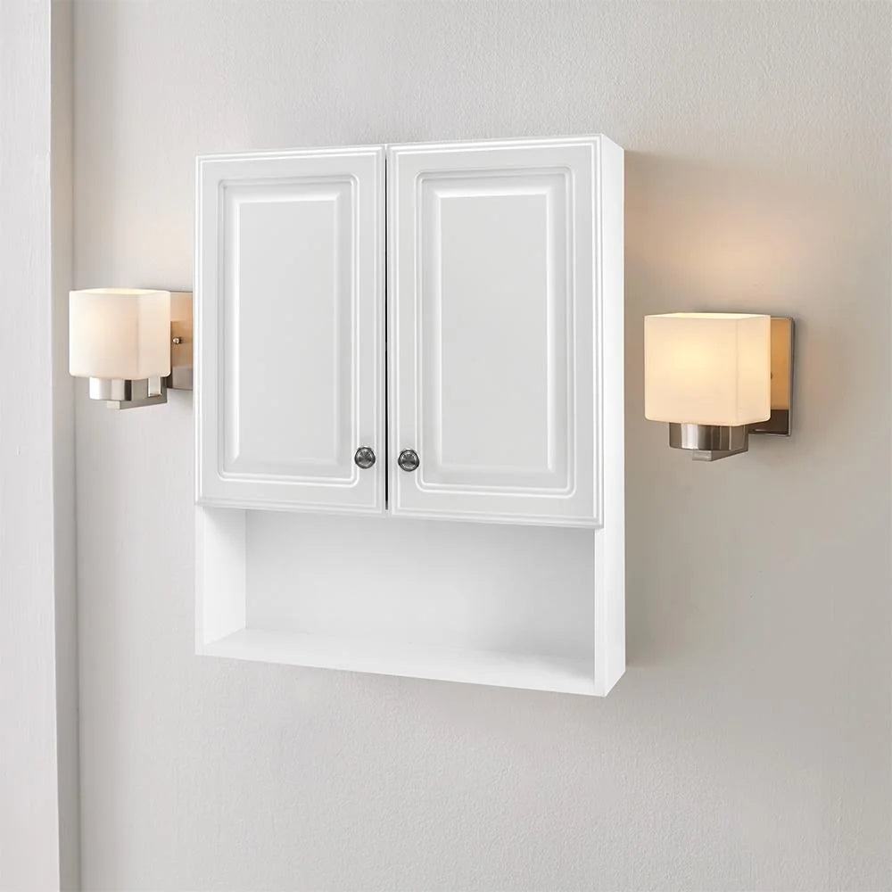 Framed Surface-Mount Bathroom Medicine Cabinet In White S8219