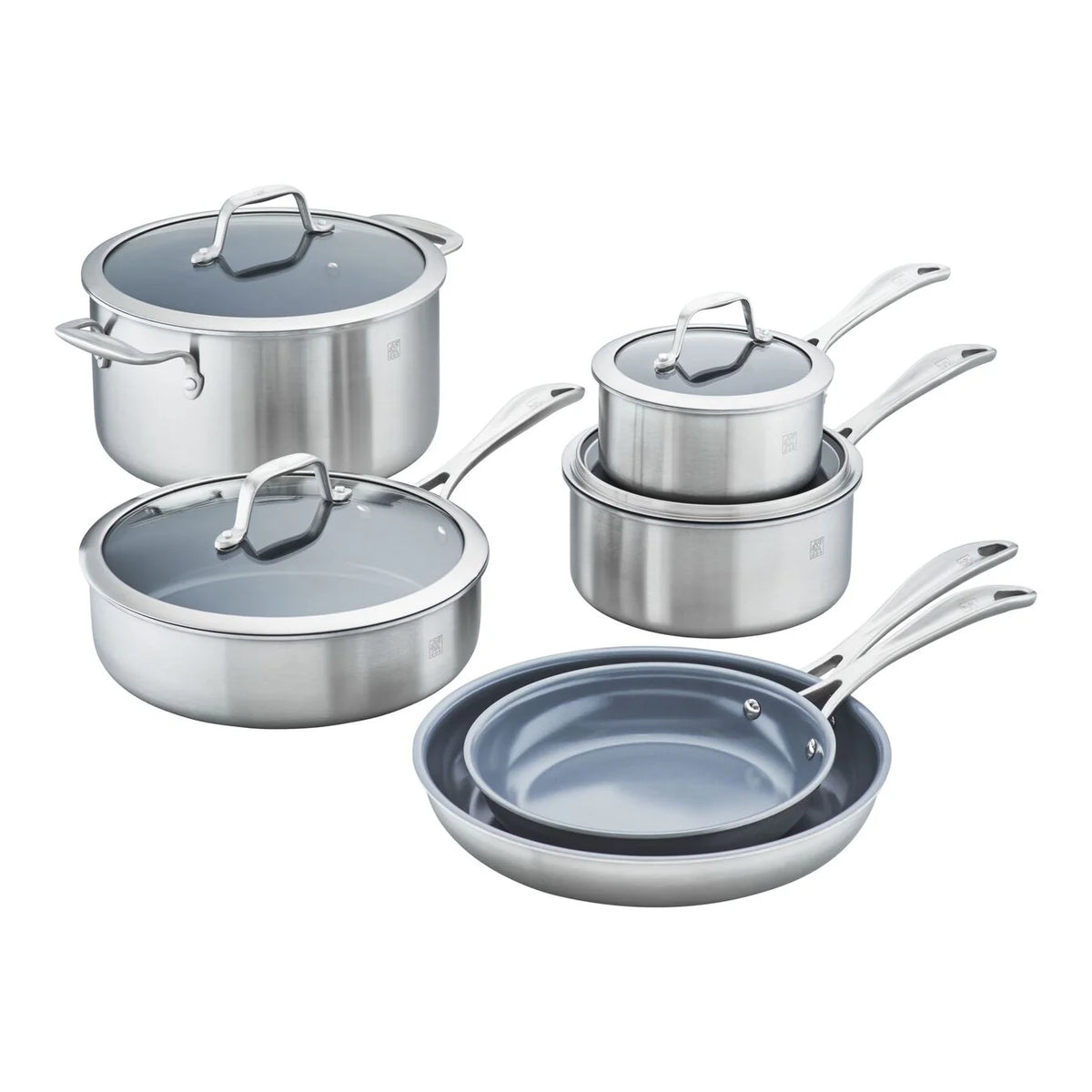 10pc Stainless Steel Ceramic Nonstick Cookware Set E1078